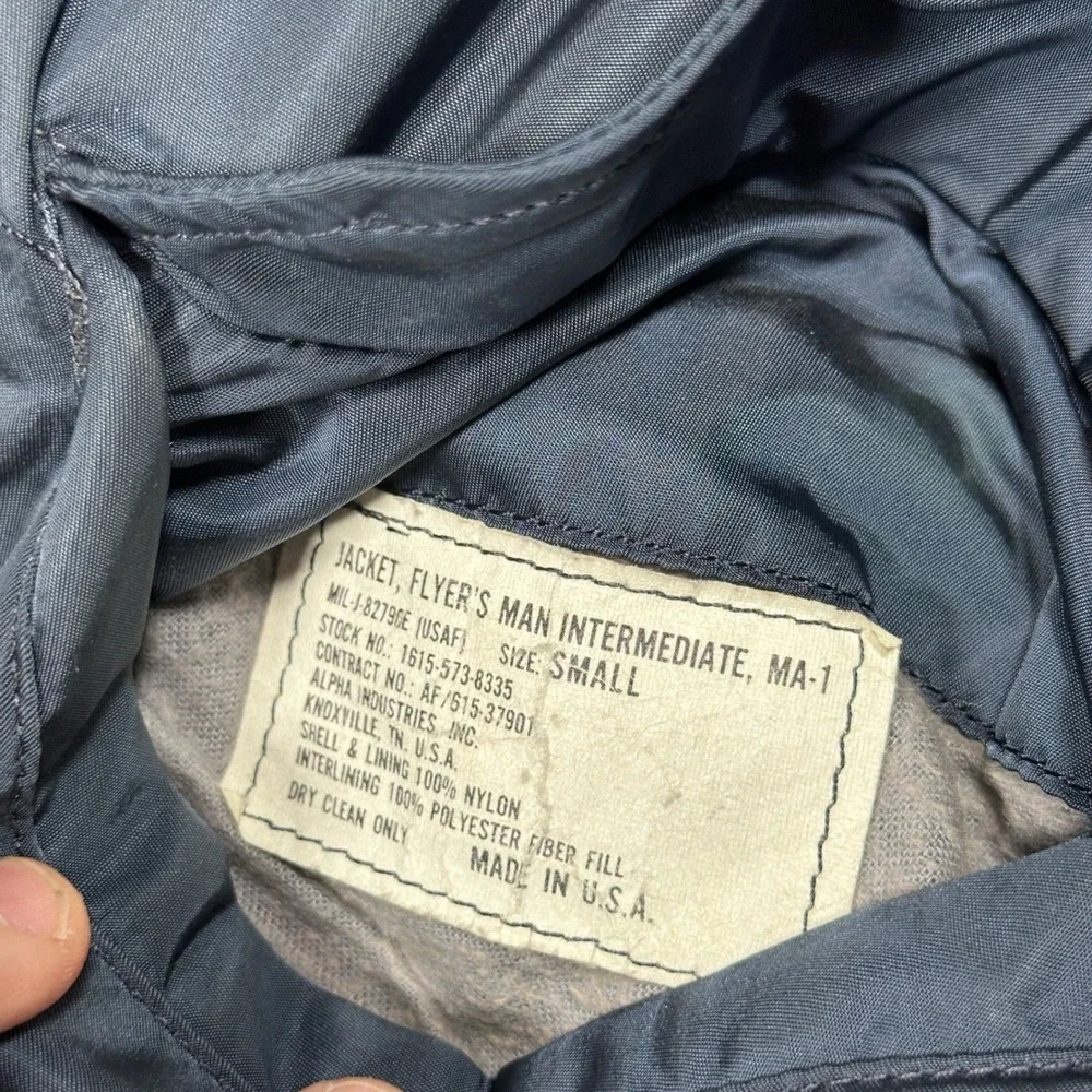 VTG Alpha Industries MA-1 Flight Jacket Navy Blue Bomber Reversible MIL-J-8279E